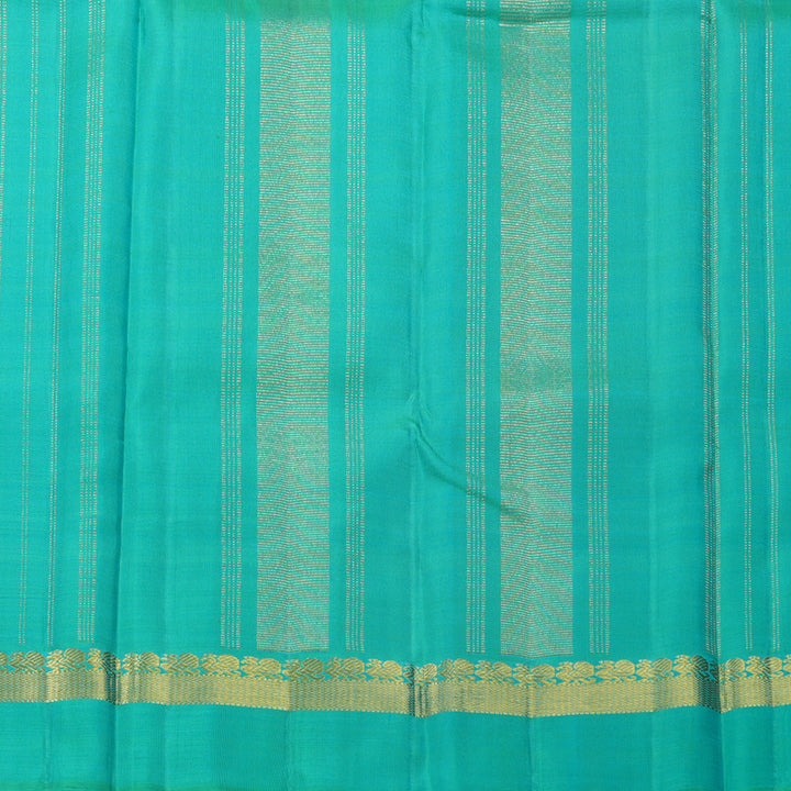 Hayagrivas Handloom Blue Kanjivaram Silk Saree with Aqua Green Border KBF681G3-1