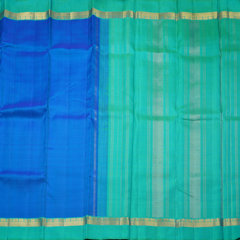 Hayagrivas Handloom Blue Kanjivaram Silk Saree with Aqua Green Border KBF681G3-1