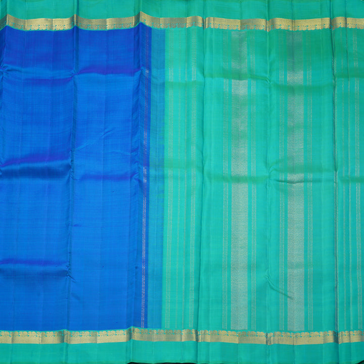 Hayagrivas Handloom Blue Kanjivaram Silk Saree with Aqua Green Border KBF681G3-1