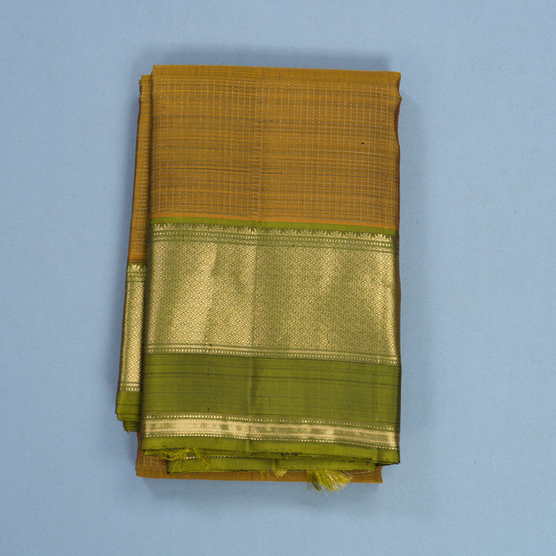 Hayagrivas Handloom Honey Shade Kanjivaram Silk Saree with Mehandi Green Border KBF682G1-2