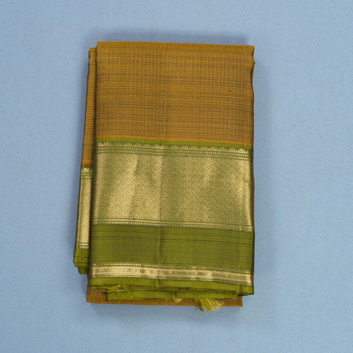 Hayagrivas Handloom Honey Shade Kanjivaram Silk Saree with Mehandi Green Border KBF682G1-2