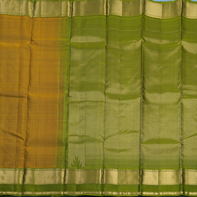 Hayagrivas Handloom Honey Shade Kanjivaram Silk Saree with Mehandi Green Border KBF682G1-2