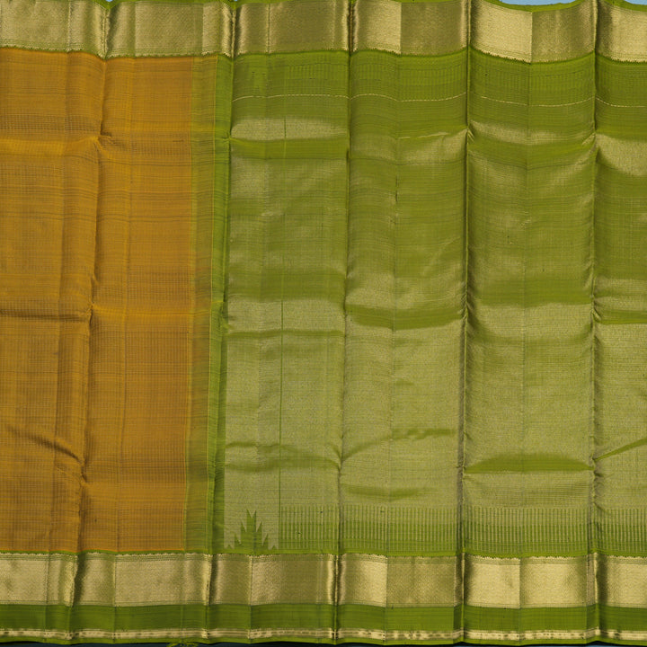 Hayagrivas Handloom Honey Shade Kanjivaram Silk Saree with Mehandi Green Border KBF682G1-2