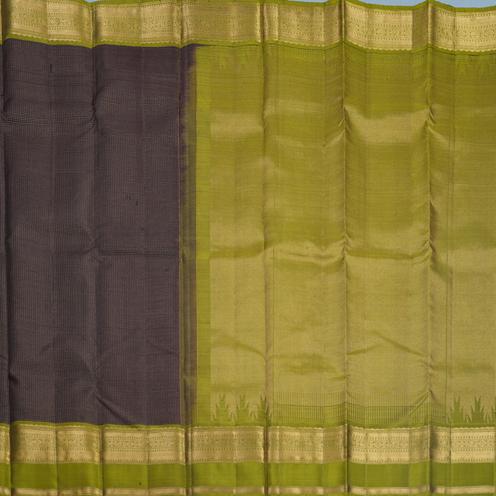 Hayagrivas Handloom Kanchana Brown Kanjivaram Silk Saree with Mehandi Green Border KBF682G1-4