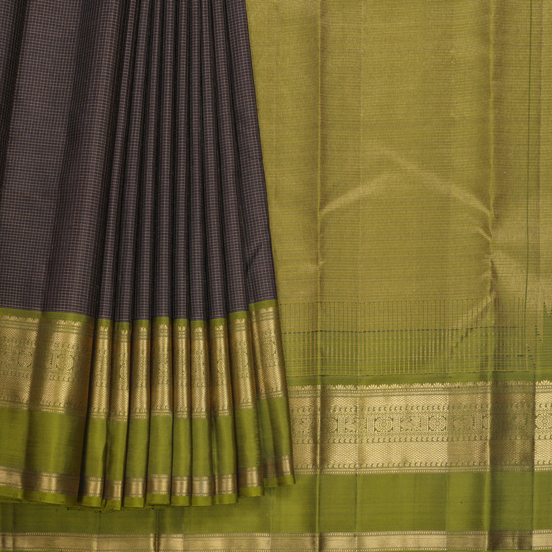 Hayagrivas Handloom Kanchana Brown Kanjivaram Silk Saree with Mehandi Green Border KBF682G1-4