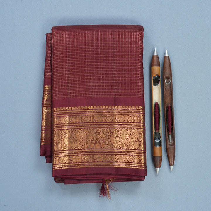 Hayagrivas Handloom Maroon Kanjivaram Silk Saree KBF682G1-5