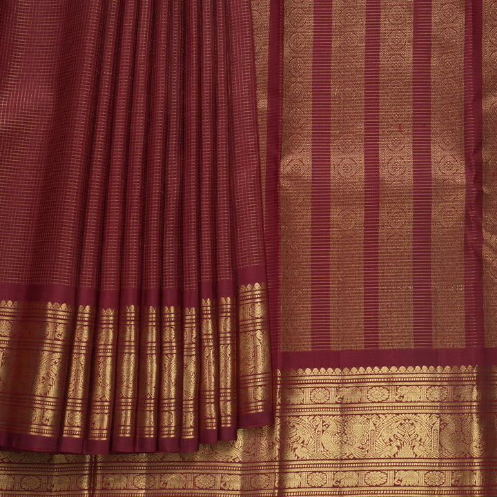 Hayagrivas Handloom Maroon Kanjivaram Silk Saree KBF682G1-5