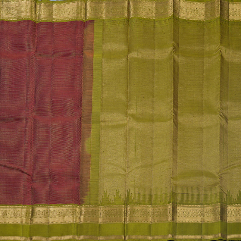 Hayagrivas Handloom Maroon Kanjivaram Silk Saree with Mehandi Green Border KBF682G1-6