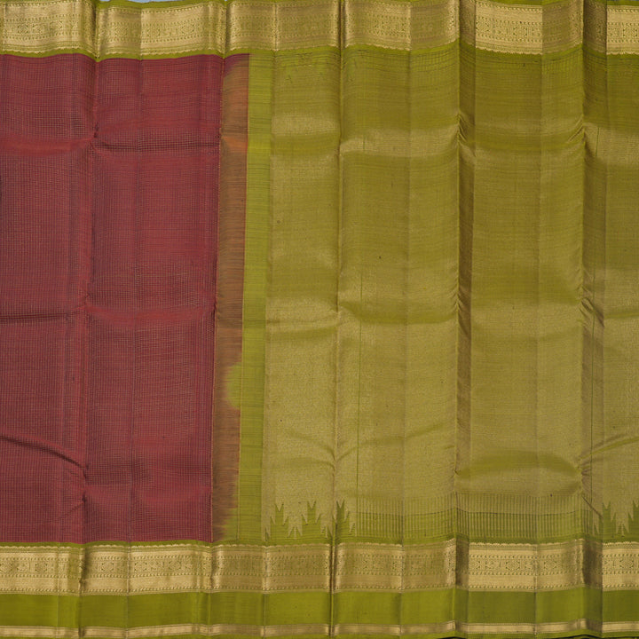 Hayagrivas Handloom Maroon Kanjivaram Silk Saree with Mehandi Green Border KBF682G1-6