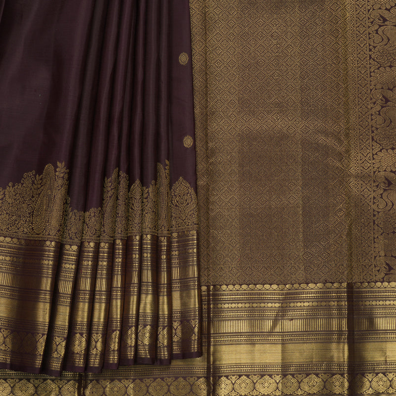 Hayagrivas Handloom Deep Jamun Kanjivaram Silk Saree KBF682G12-1