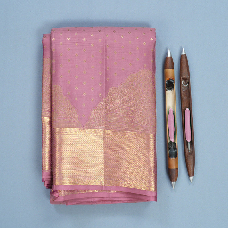 Hayagrivas Handloom Rosewood Pink Kanjivaram Silk Saree KBF682G13-1