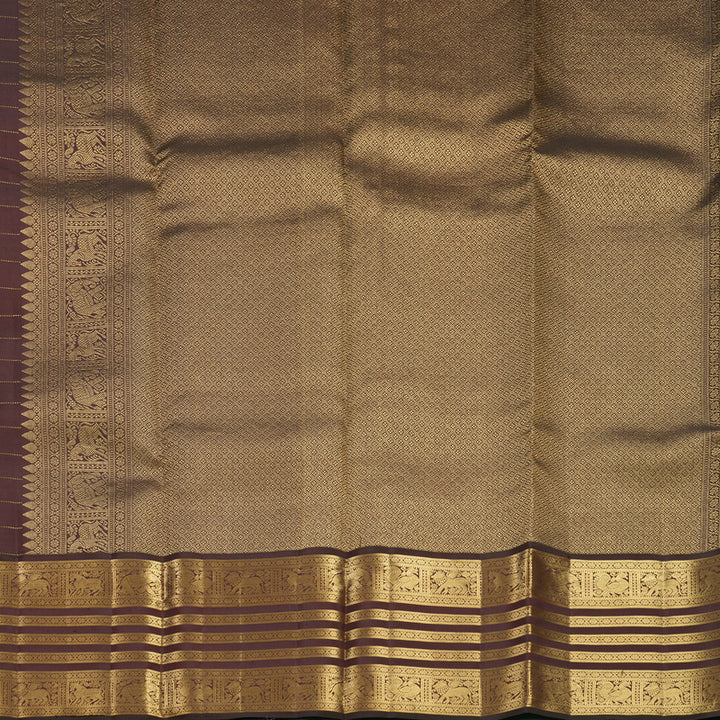 Hayagrivas Handloom Dark Maroon Kanjivaram Silk Saree KBF682G14-4