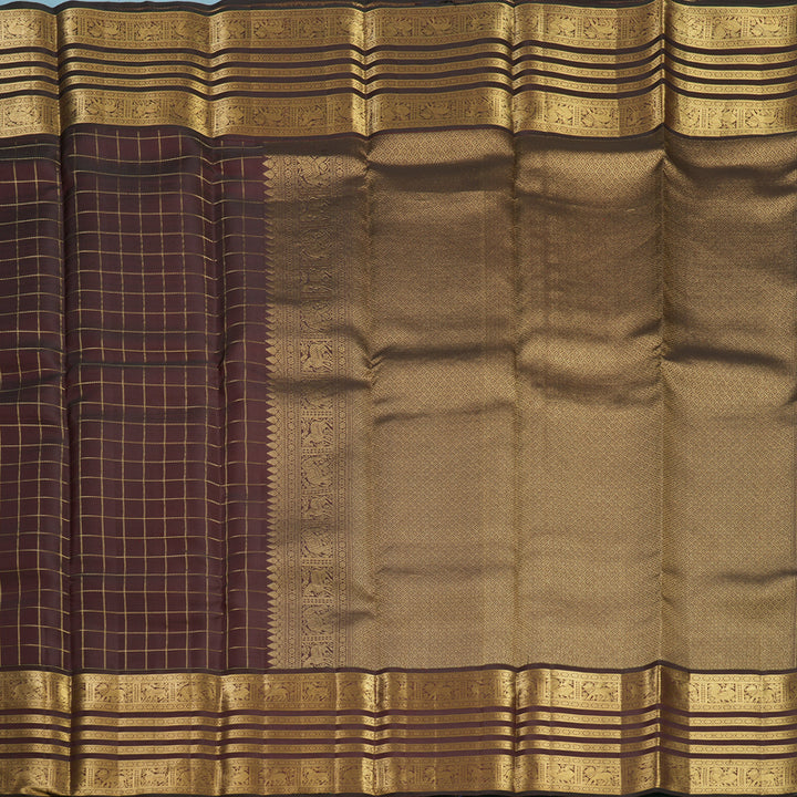 Hayagrivas Handloom Dark Maroon Kanjivaram Silk Saree KBF682G14-4
