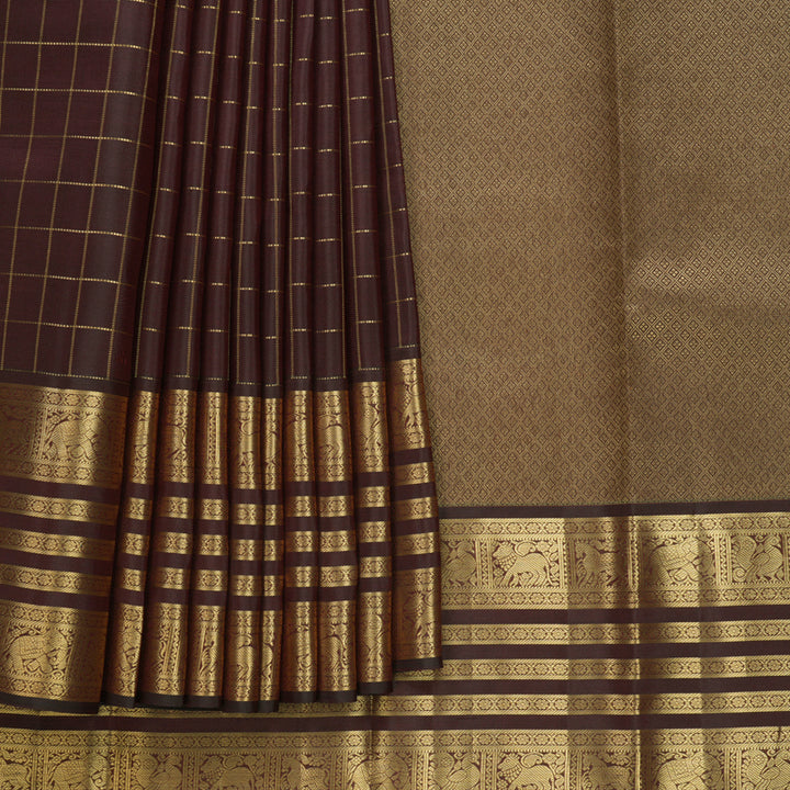 Hayagrivas Handloom Dark Maroon Kanjivaram Silk Saree KBF682G14-4