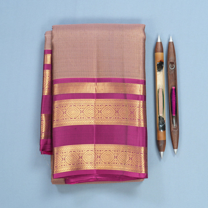 Hayagrivas Handloom Rosewood Pink Kanjivaram Silk Saree with Magenta Border KBF682G14-5
