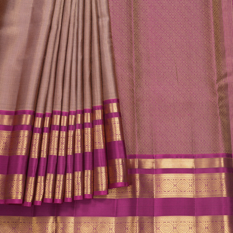 Hayagrivas Handloom Rosewood Pink Kanjivaram Silk Saree with Magenta Border KBF682G14-5