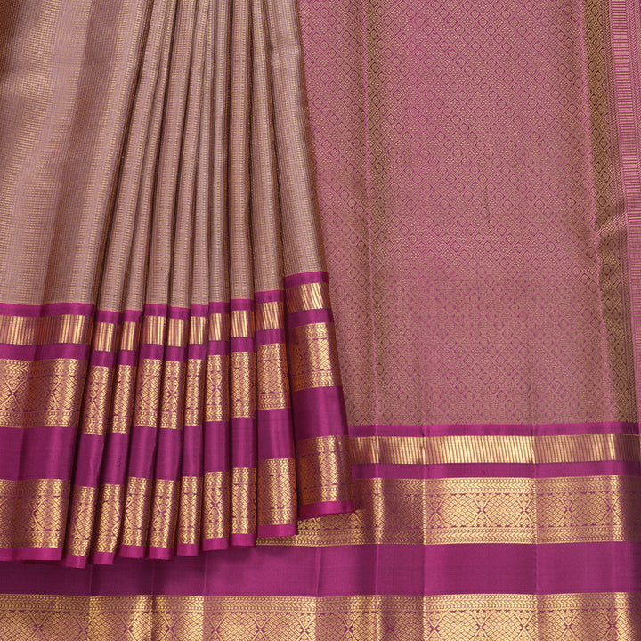 Hayagrivas Handloom Rosewood Pink Kanjivaram Silk Saree with Magenta Border KBF682G14-5