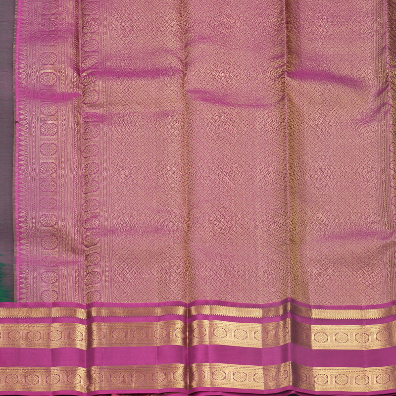 Hayagrivas Handloom Green Kanjivaram Silk Saree with Magenta Border KBF682G14-9