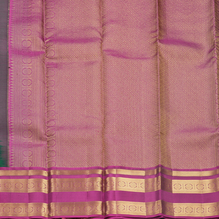 Hayagrivas Handloom Green Kanjivaram Silk Saree with Magenta Border KBF682G14-9