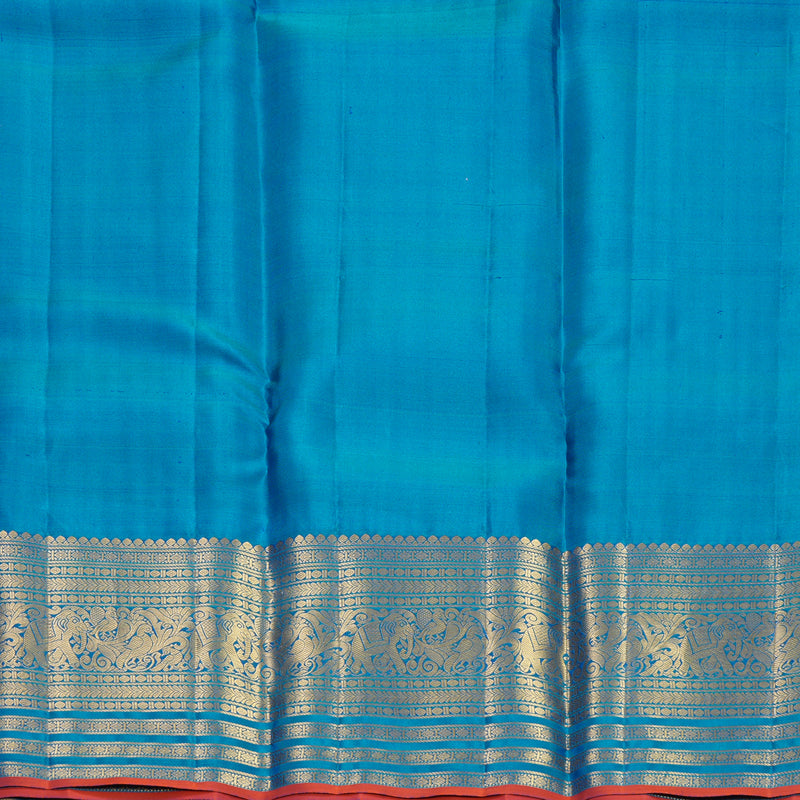Hayagrivas Handloom Peacock Blue Kanjivaram Silk Saree KBF682G15-1