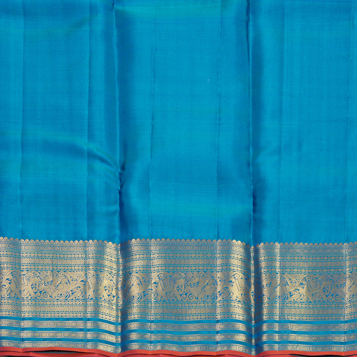 Hayagrivas Handloom Peacock Blue Kanjivaram Silk Saree KBF682G15-1