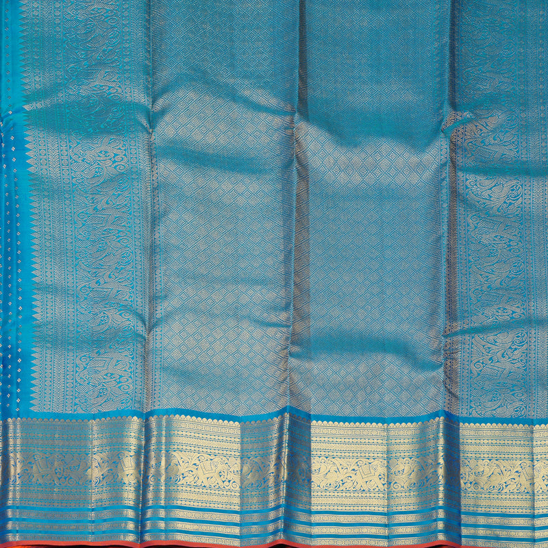 Hayagrivas Handloom Peacock Blue Kanjivaram Silk Saree KBF682G15-1