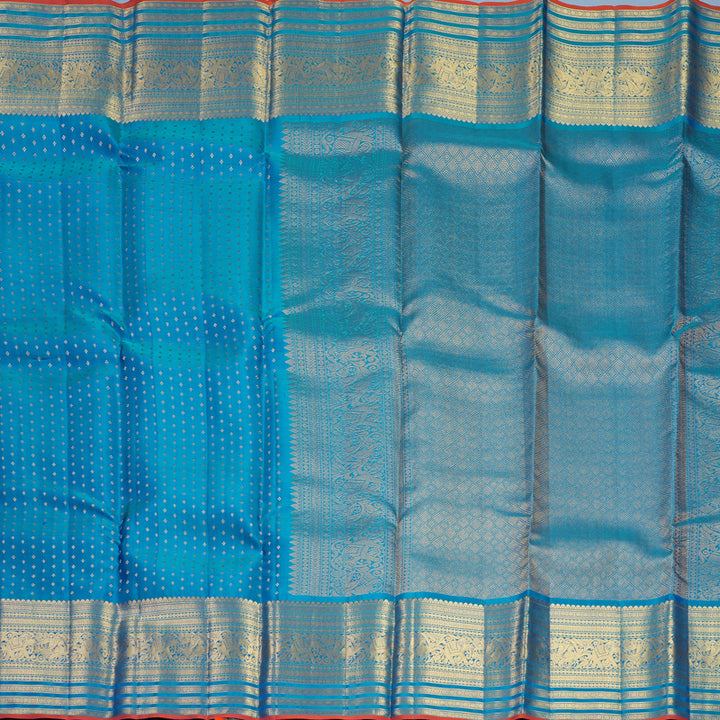 Hayagrivas Handloom Peacock Blue Kanjivaram Silk Saree KBF682G15-1