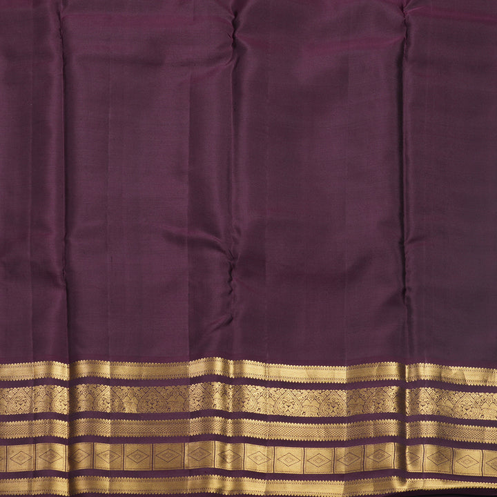 Hayagrivas Handloom Maroon Kanjivaram Silk Saree with Deep Plum Border KBF682G16-1