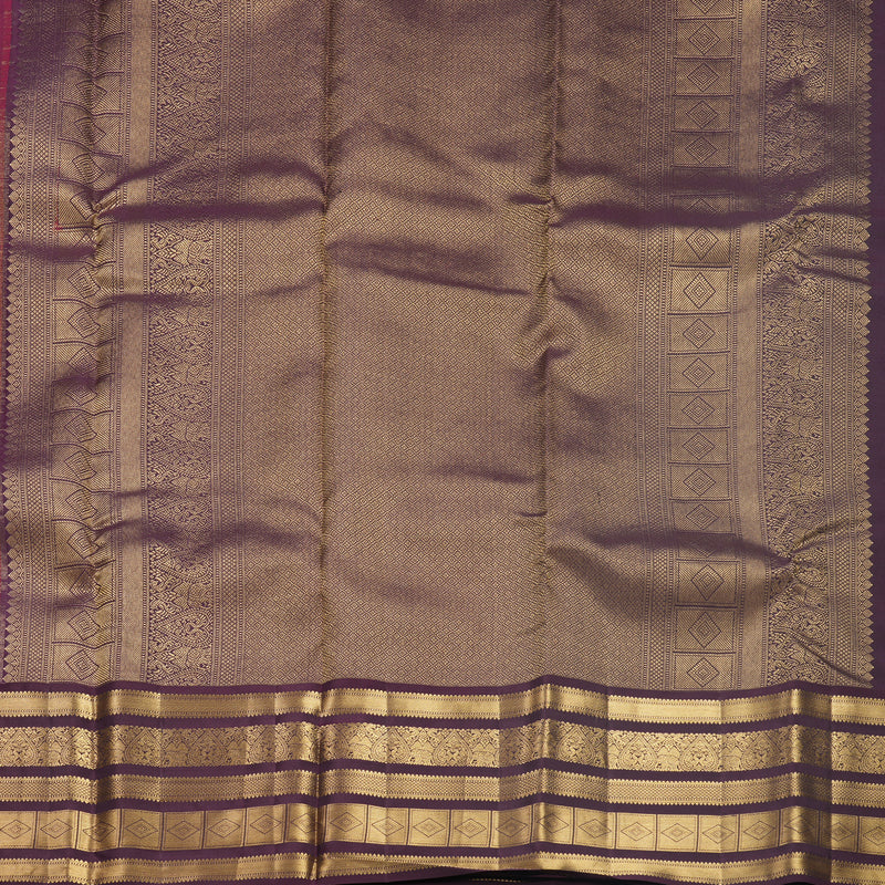 Hayagrivas Handloom Maroon Kanjivaram Silk Saree with Deep Plum Border KBF682G16-1