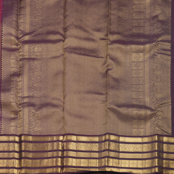Hayagrivas Handloom Maroon Kanjivaram Silk Saree with Deep Plum Border KBF682G16-1
