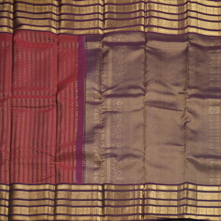 Hayagrivas Handloom Maroon Kanjivaram Silk Saree with Deep Plum Border KBF682G16-1