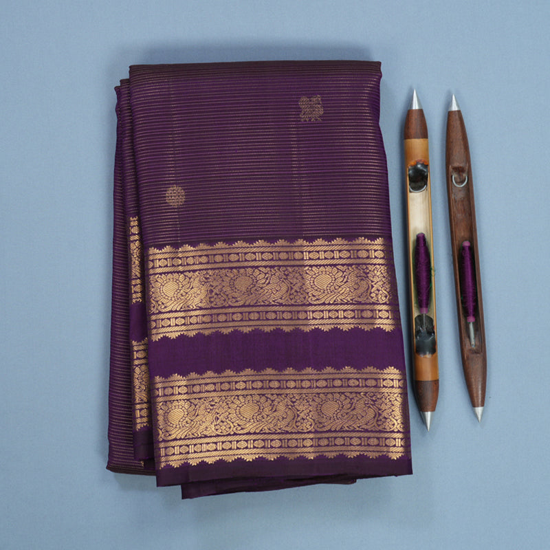 Hayagrivas Handloom Purple Kanjivaram Silk Saree KBF682G2-3