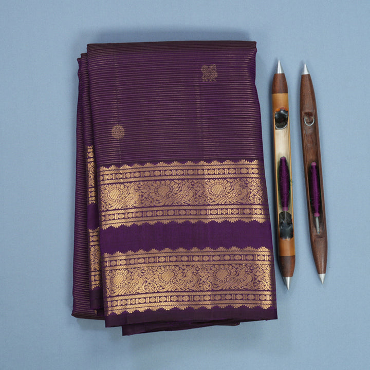 Hayagrivas Handloom Purple Kanjivaram Silk Saree KBF682G2-3