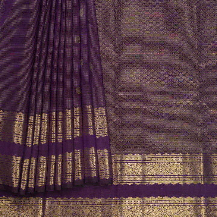 Hayagrivas Handloom Purple Kanjivaram Silk Saree KBF682G2-3