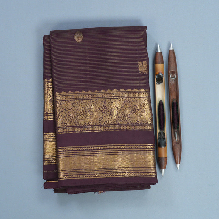 Hayagrivas Handloom Deep Jamun Kanjivaram Silk Saree KBF682G2-5