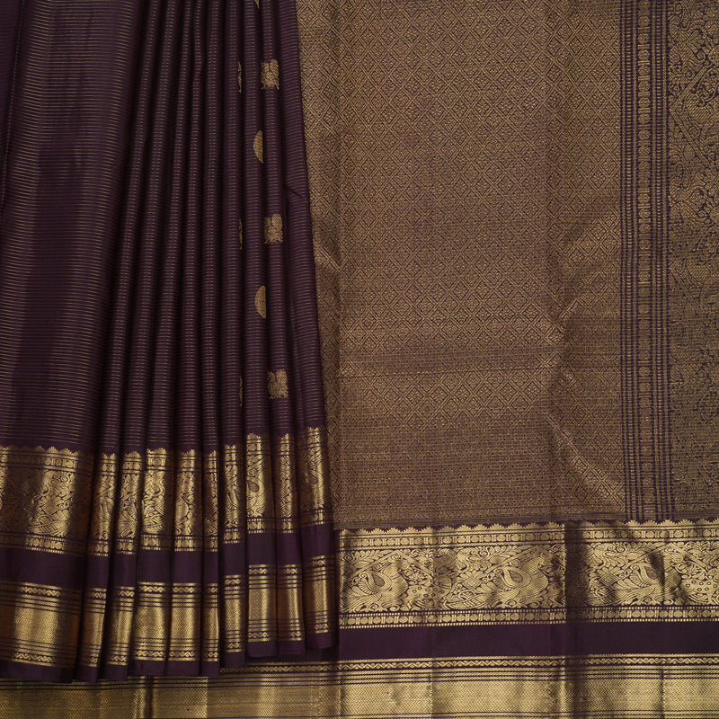 Hayagrivas Handloom Deep Jamun Kanjivaram Silk Saree KBF682G2-5