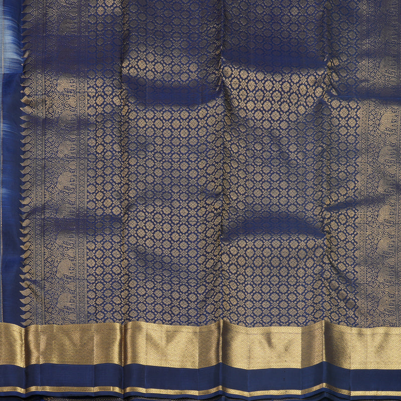 Hayagrivas Handloom Grey Kanjivaram Silk Saree with Navy Blue Border KBF682G6-3