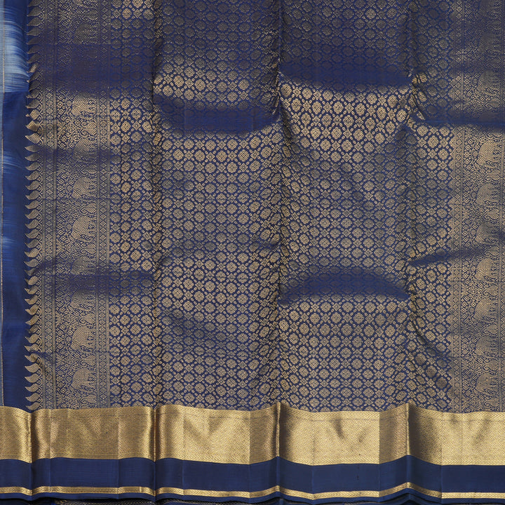 Hayagrivas Handloom Grey Kanjivaram Silk Saree with Navy Blue Border KBF682G6-3