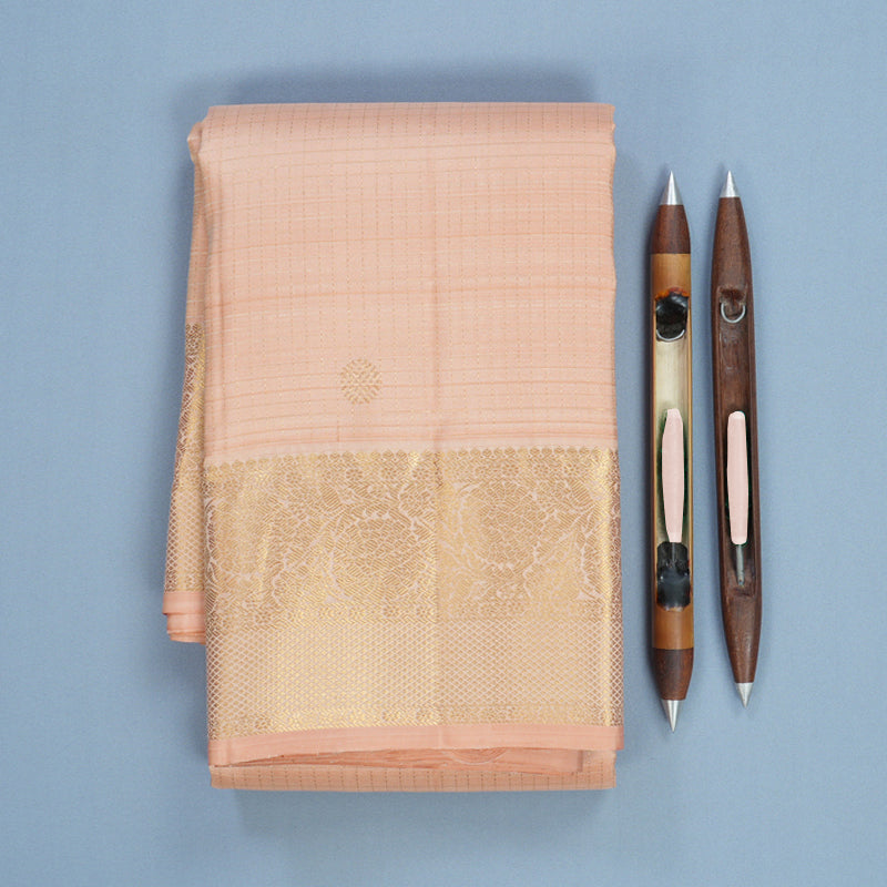 Hayagrivas Handloom Peach Orange Kanjivaram Silk Saree KBF682G6-4