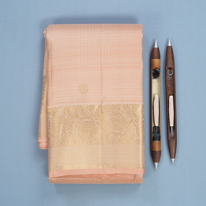 Hayagrivas Handloom Peach Orange Kanjivaram Silk Saree KBF682G6-4