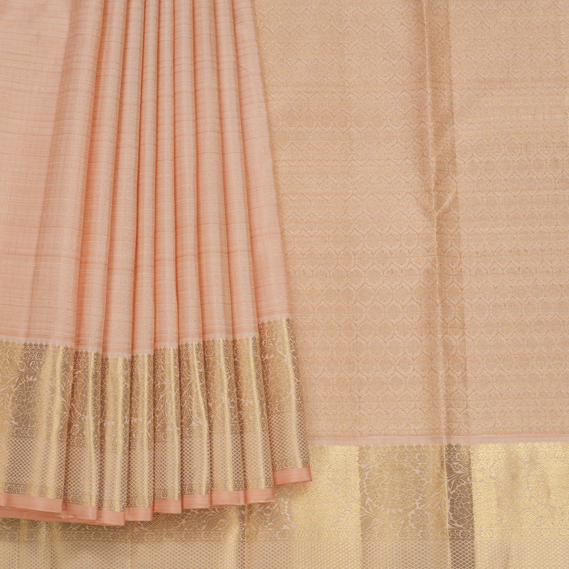 Hayagrivas Handloom Peach Orange Kanjivaram Silk Saree KBF682G6-4