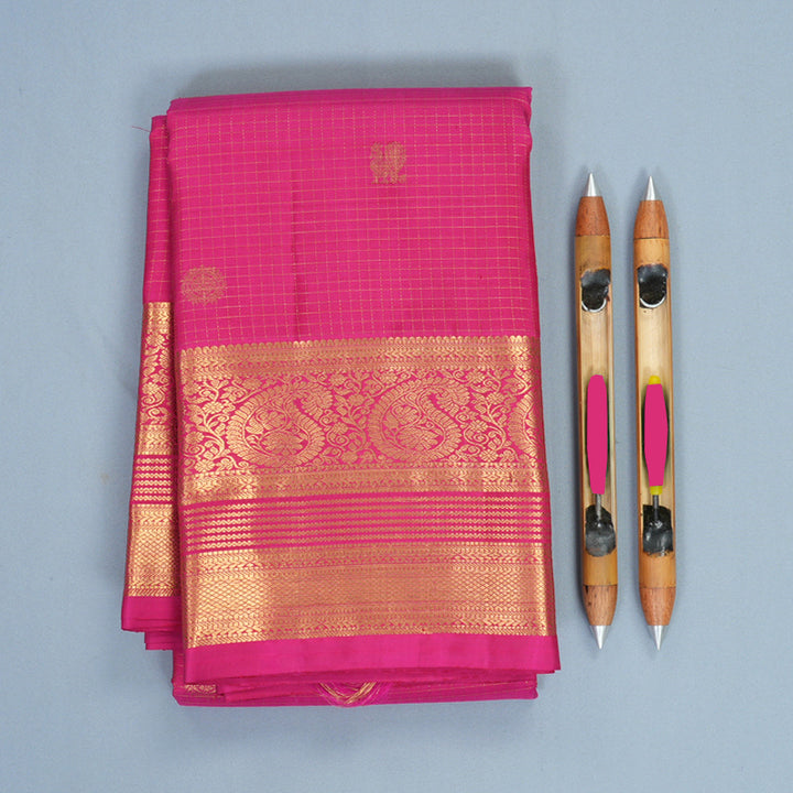 Hayagrivas Handloom Rani Pink Kanjivaram Silk Saree KBF682G6-6