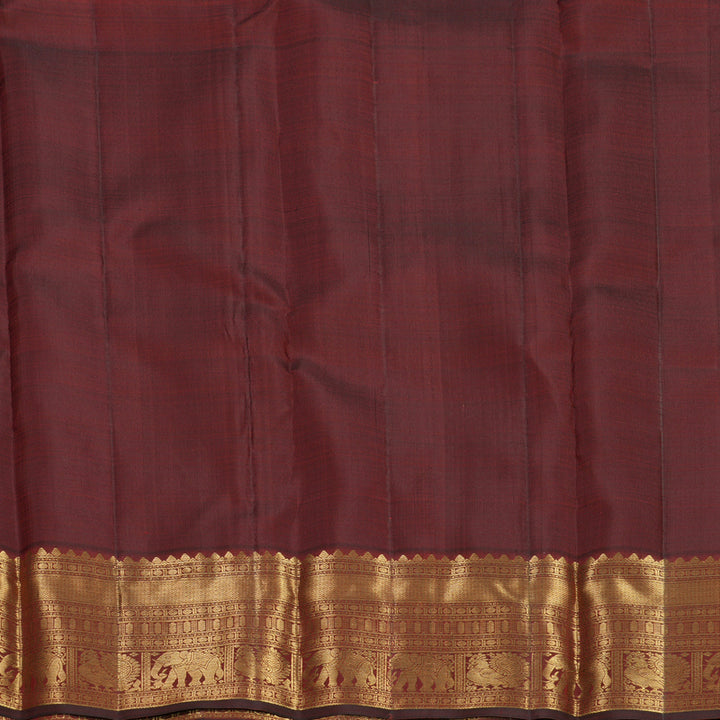 Hayagrivas Handloom Rust Maroon Kanjivaram Silk Saree KBF682G6-7