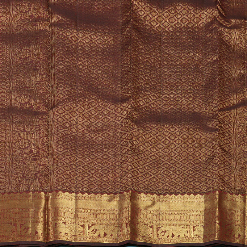 Hayagrivas Handloom Rust Maroon Kanjivaram Silk Saree KBF682G6-7