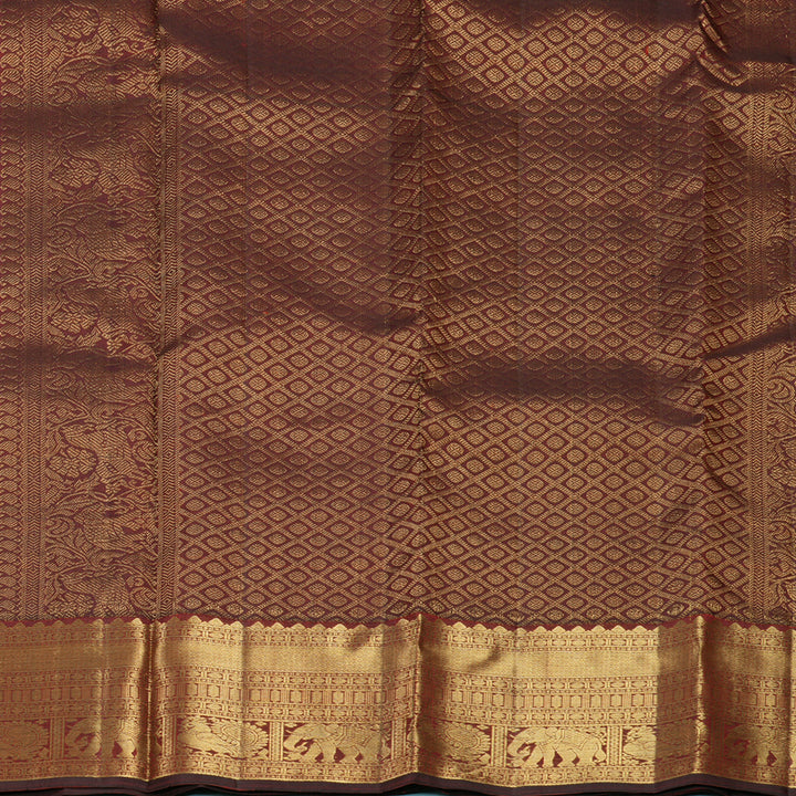 Hayagrivas Handloom Rust Maroon Kanjivaram Silk Saree KBF682G6-7