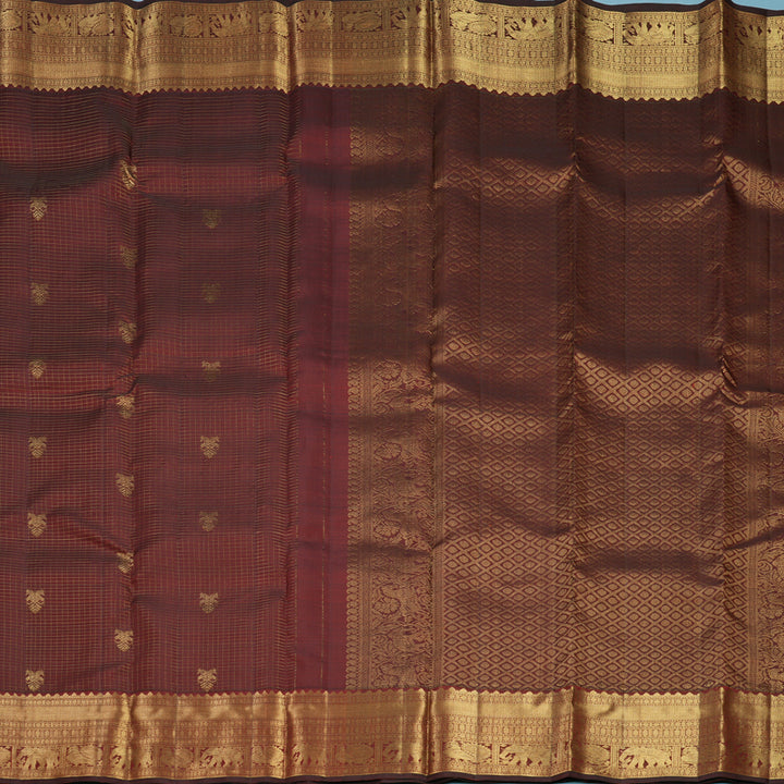 Hayagrivas Handloom Rust Maroon Kanjivaram Silk Saree KBF682G6-7