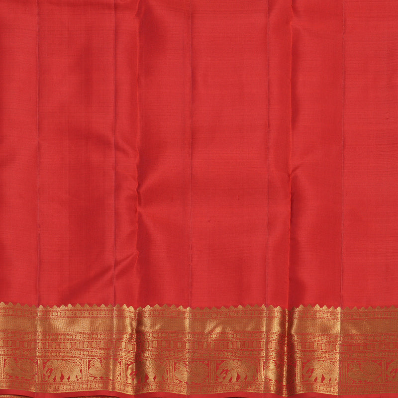 Hayagrivas Handloom Reddish Orange Kanjivaram Silk Saree KBF682G6-8