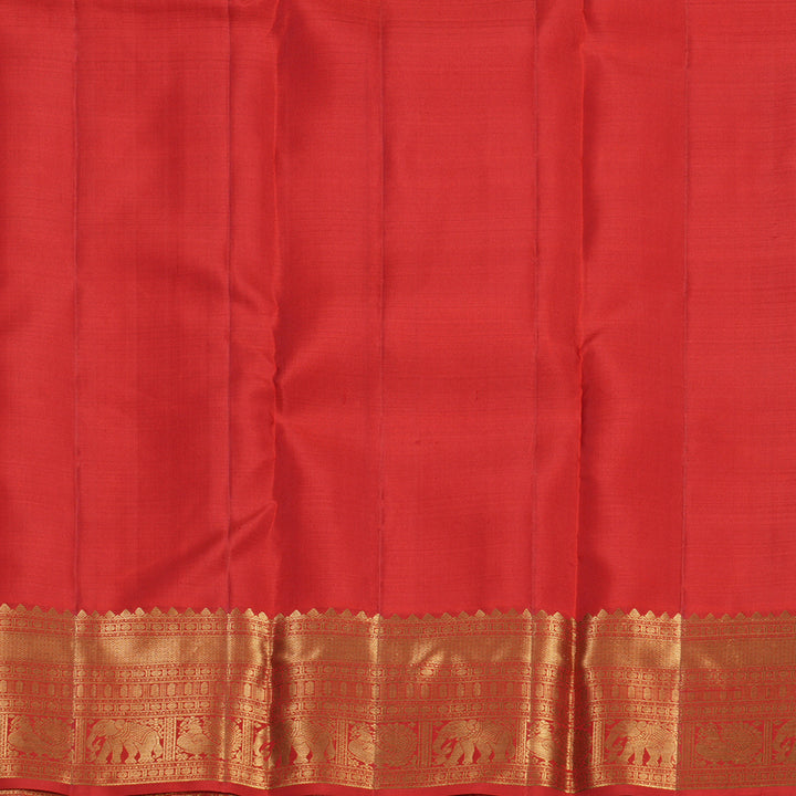 Hayagrivas Handloom Reddish Orange Kanjivaram Silk Saree KBF682G6-8