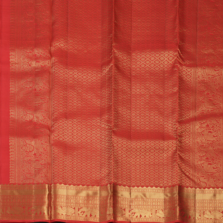 Hayagrivas Handloom Reddish Orange Kanjivaram Silk Saree KBF682G6-8