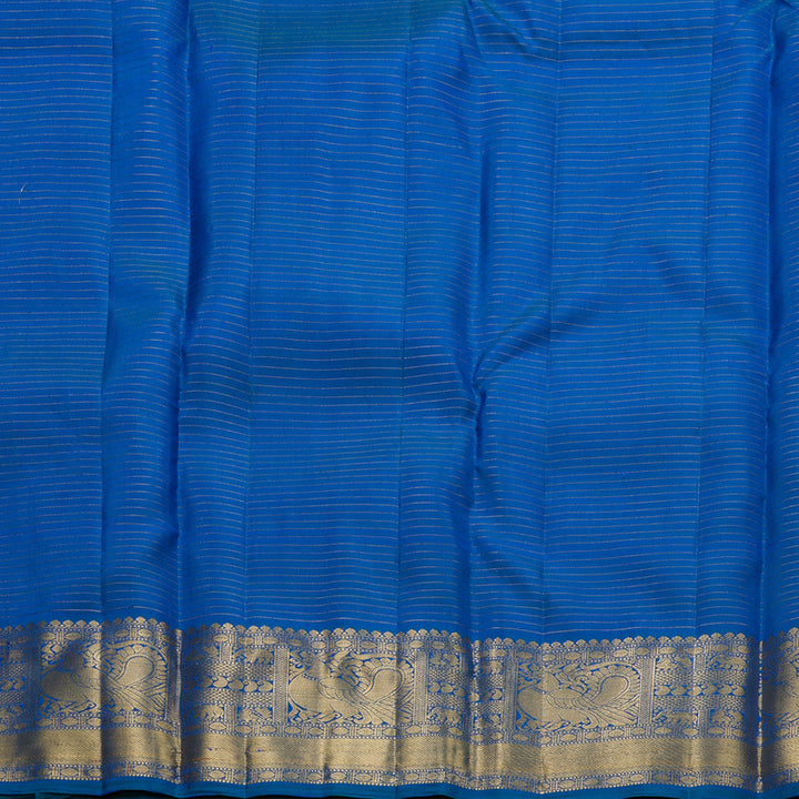 Hayagrivas Handloom Peacock Blue Kanjivaram Silk Saree KBF682G14-5